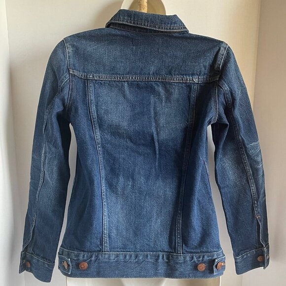 Madewell Denim Jacket Womens Blue Distressed Classic Cotton Indigo Relaxed - Picture 3 of 9